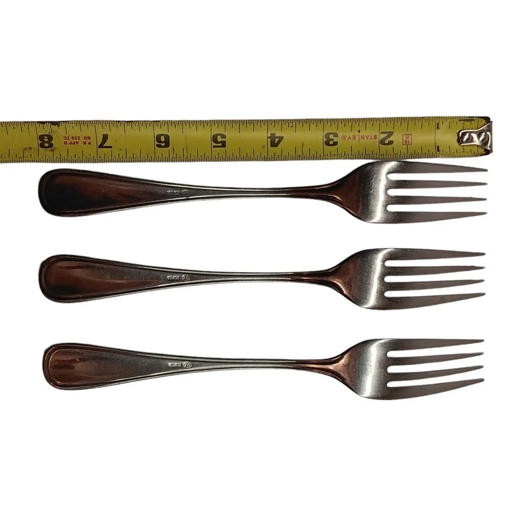 3 Stainless DJ‎ Korea Replacement Dinner Forks Glossy Round Tip Outline